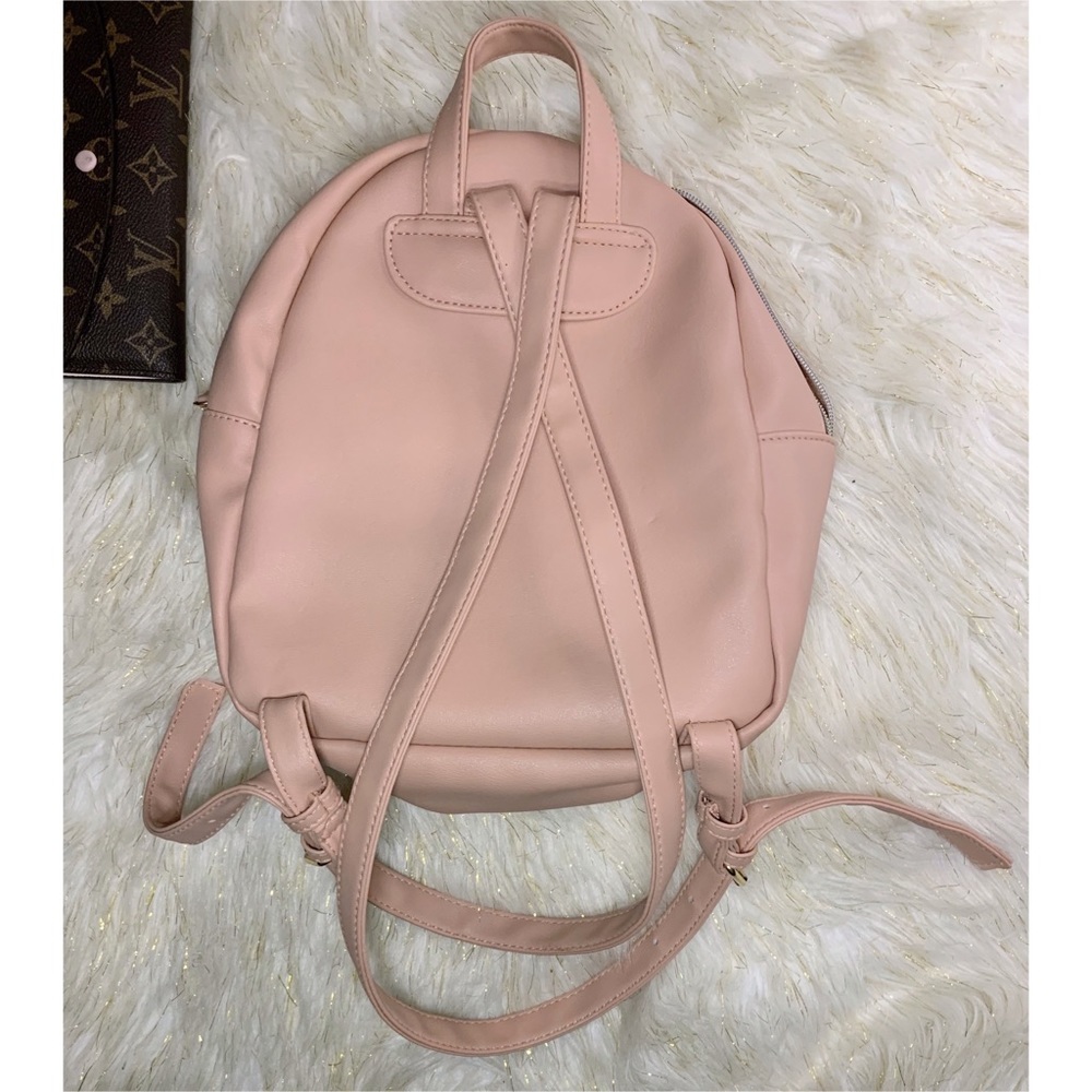 Baby Pink Vegan Leather Soft Mini Backpack Handbag - Picture 2 of 6